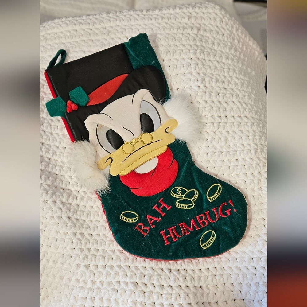 Vintage Disney Scrouge McDuck Bah Humbug Christmas Stocking